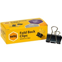 Marbig Foldback Clips 32mm Box Of 12