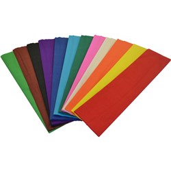 RAINBOW CREPE PAPER 500mmx2 5m Assorted Pack of 12