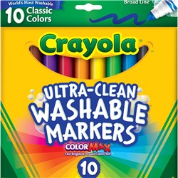 CRAYOLA WASHABLE BROAD MARKER 10 Assorted Classic Colours 