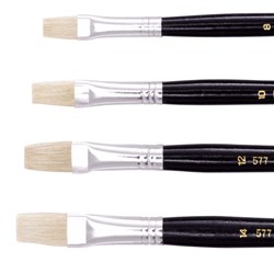 Jasart Hog Bristle Series 577 Flat Brush Size 4 Pack of 12