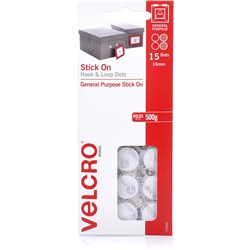VELCRO&reg; MINI DOTS HOOK AND Loop Stick On Dots 15 Sets White