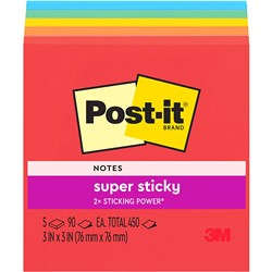 POST IT 654 5SSAN NOTES Super Sticky Neon 76x76mm 
