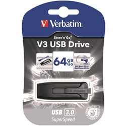 VERBATIM STORE N GO Version 3 V3 Flash / USB Drive 64gb Grey 