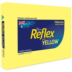 REFLEX 80GSM A3 TINTED Paper Yellow 500 Sheets Ream  