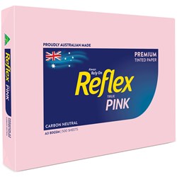 REFLEX 80GSM A3 TINTED Paper Pink 500 Sheets Ream  