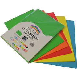 RAINBOW 80GSM OFFICE PAPER A3 5 Brights Assorted 100 Sheets Ream