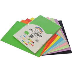 RAINBOW 80GSM OFFICE PAPER A3 10 Colour Assorted 100 Sheets Ream