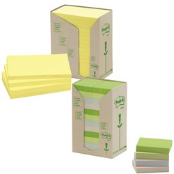 POST-IT 654-RTY NOTES TOWERS Recycled Yellow 73X73mm Pack of 16