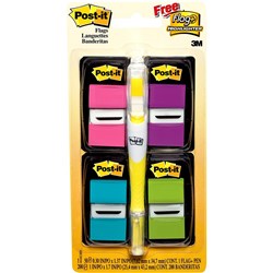 POST-IT 680-PPBGVA FLAGS Value Pack 50x4 Assorted  & Highlighter -  Pack of 200