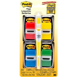 POST-IT 680-RYBGVA FLAGS Value Pack 50 Red Yellow Green Blue Pack of 200