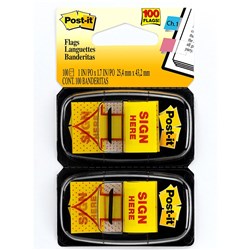 POST-IT 680-SH2 FLAGS Sign Here Yellow 25x43mm Pack of 2