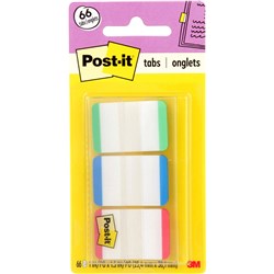 POST-IT 686L-GBR DURABLE TABS 25x38mm White Red Blue Green Pack of 66
