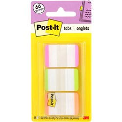 POST-IT DURABLE TABS 25x38mmWhite/Pink,Green,Orange Pack of 66