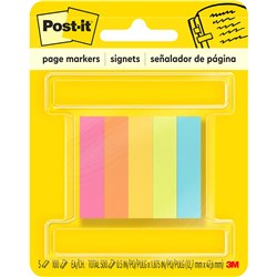 POST-IT 670-5AN PAGE MARKERS Neon 500 Asstd 13x44mm Pack of 5