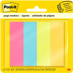 POST-IT 671-4AU PAGE MARKERS Ultra 200 Asstd 22x73mm Pack of 4