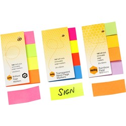MARBIG RAINBOW PAGE MARKERS 20x50mm 160Sht Assorted Pack of 160