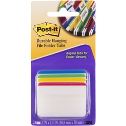 POST-IT 686A-1 DURABLE TABS Angle 50x38 White Red Blue Yellow Green Pack of 24