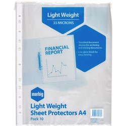 MARBIG COPYSAFE SHEET PROTECTR Economy A4 Low Glare Pack of 10