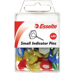 ESSELTE PINS INDICATOR Small 15x13mm Assorted Pack of 40