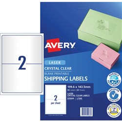 AVERY MAILING LASER LABELS L7566 2 L/P Sht 199.1x143.5mm Box of 25