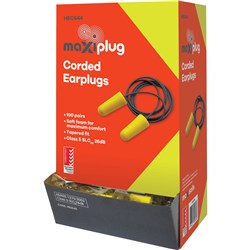 MAXISAFE DISPOSABLE EARPLUGS Corded Class 5 27dB Pack of 100