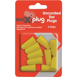 MAXISAFE DISPOSABLE EARPLUGS Uncorded Class 5 27dB Pack of 5