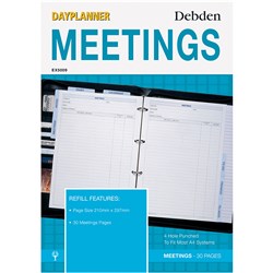 DEBDEN DAYPLANNER REFILL A4 Meetings 
