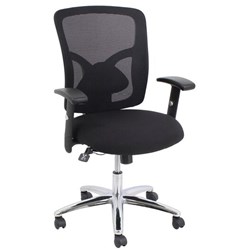FLUENT MESH BACK OFFICE CHAIR Black Fabric Seat+Synchron Adjustable Arms & Back Height