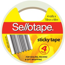 Sellotape Sticky Tape 18mmx66m Clear 4 Roll Shrink Wrap